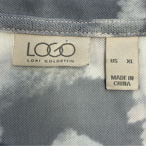 LOGO Lori Goldstein Button Up Top Shirt XL Stretch Semi Sheer Long Sleeve Artsy - Picture 8 of 11